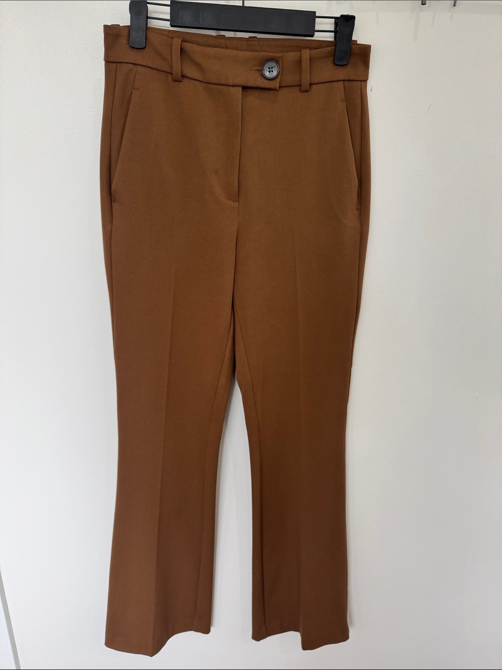 NWOT Zara brown career work office church flare leg high rise pants size XS